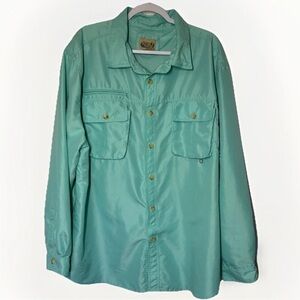 Guides Choice Adventure Shirt Men's XXL Aqua Blue Fishing Hiking Utility Vented